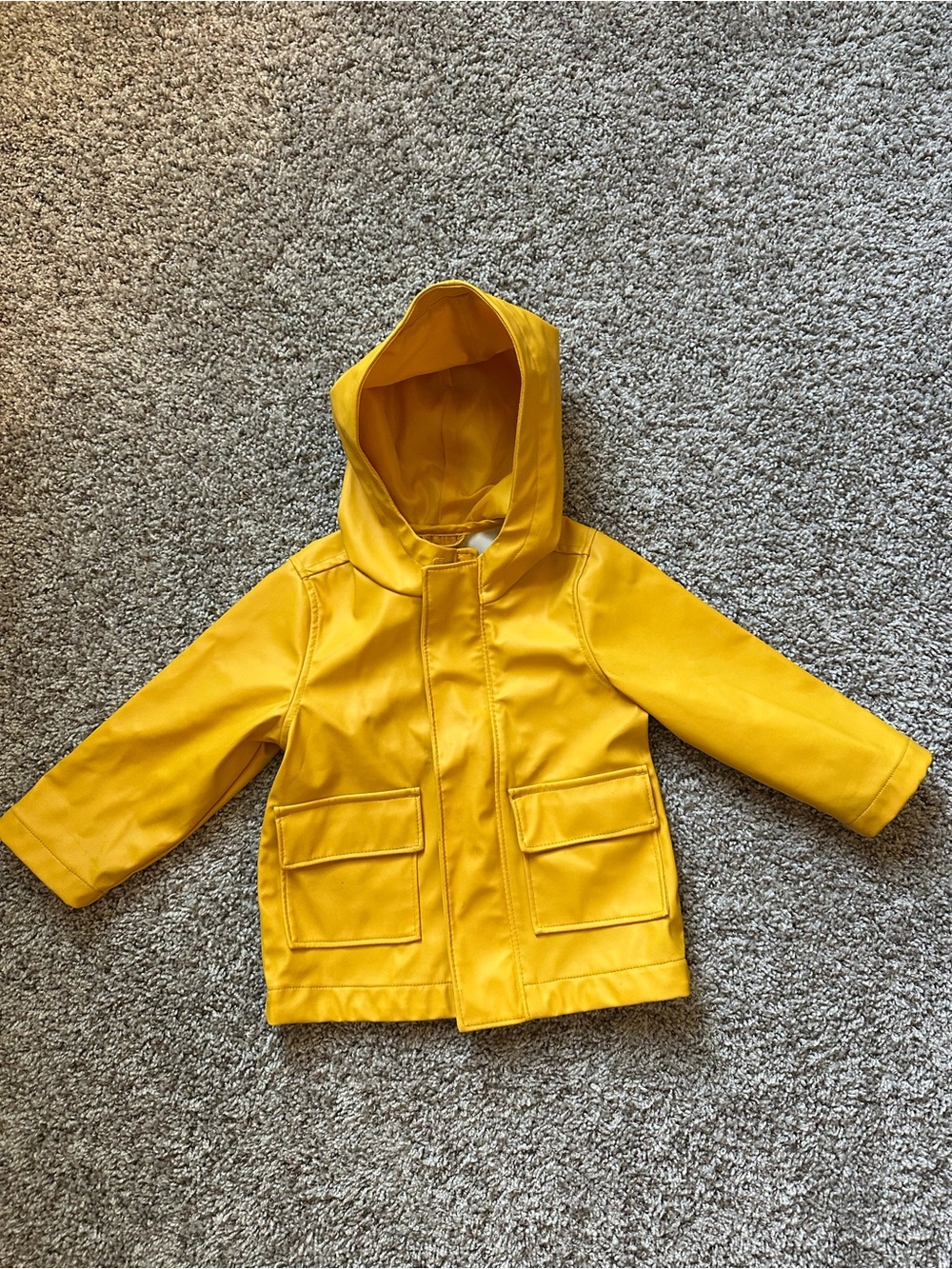 Old Navy Toddler Hooded Yellow Rain Coat, Full Zip, 18-24 Months
